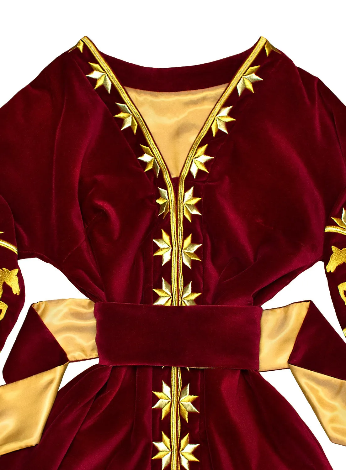 Velvet kaftan with golden horses