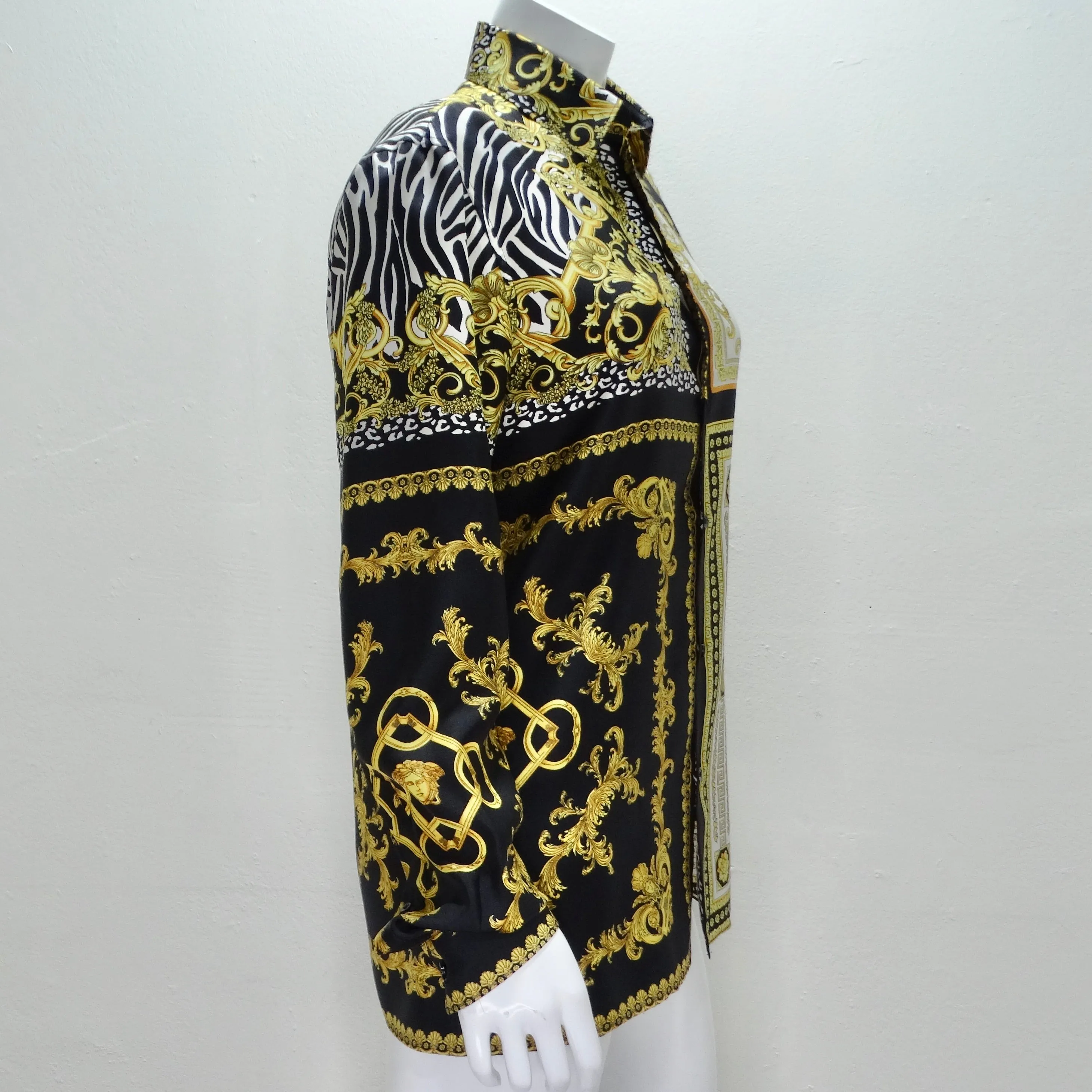 Versace Silk Baroque Button Up Shirt