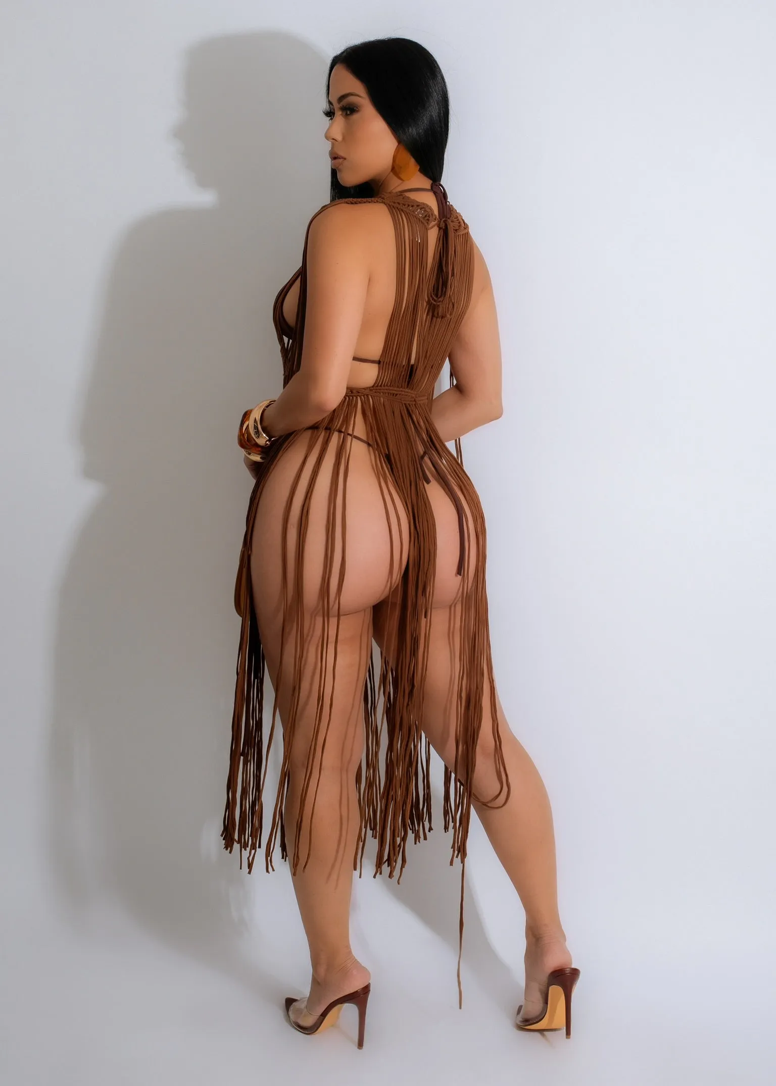 Vibes Crochet Cover Up Brown