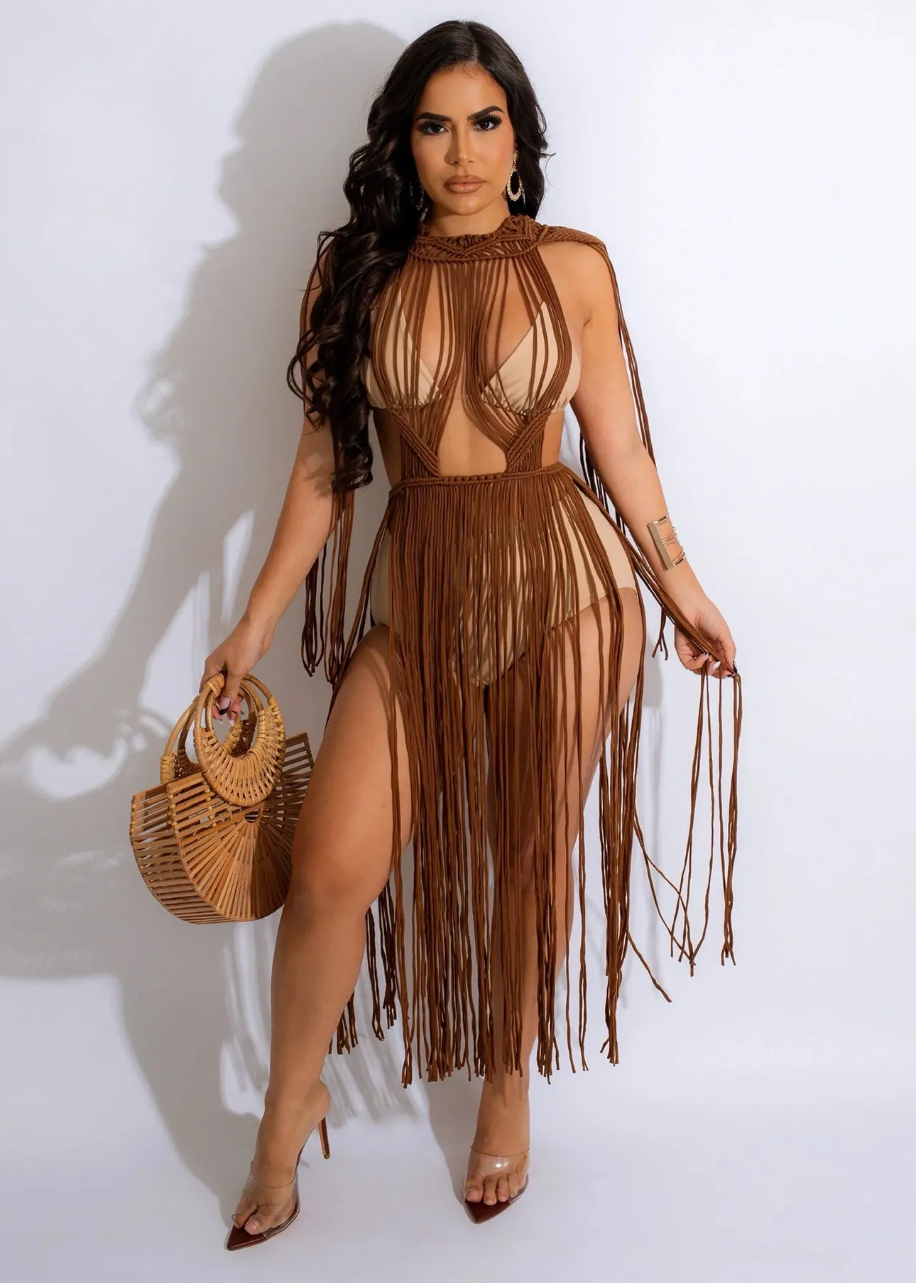 Vibes Crochet Cover Up Brown
