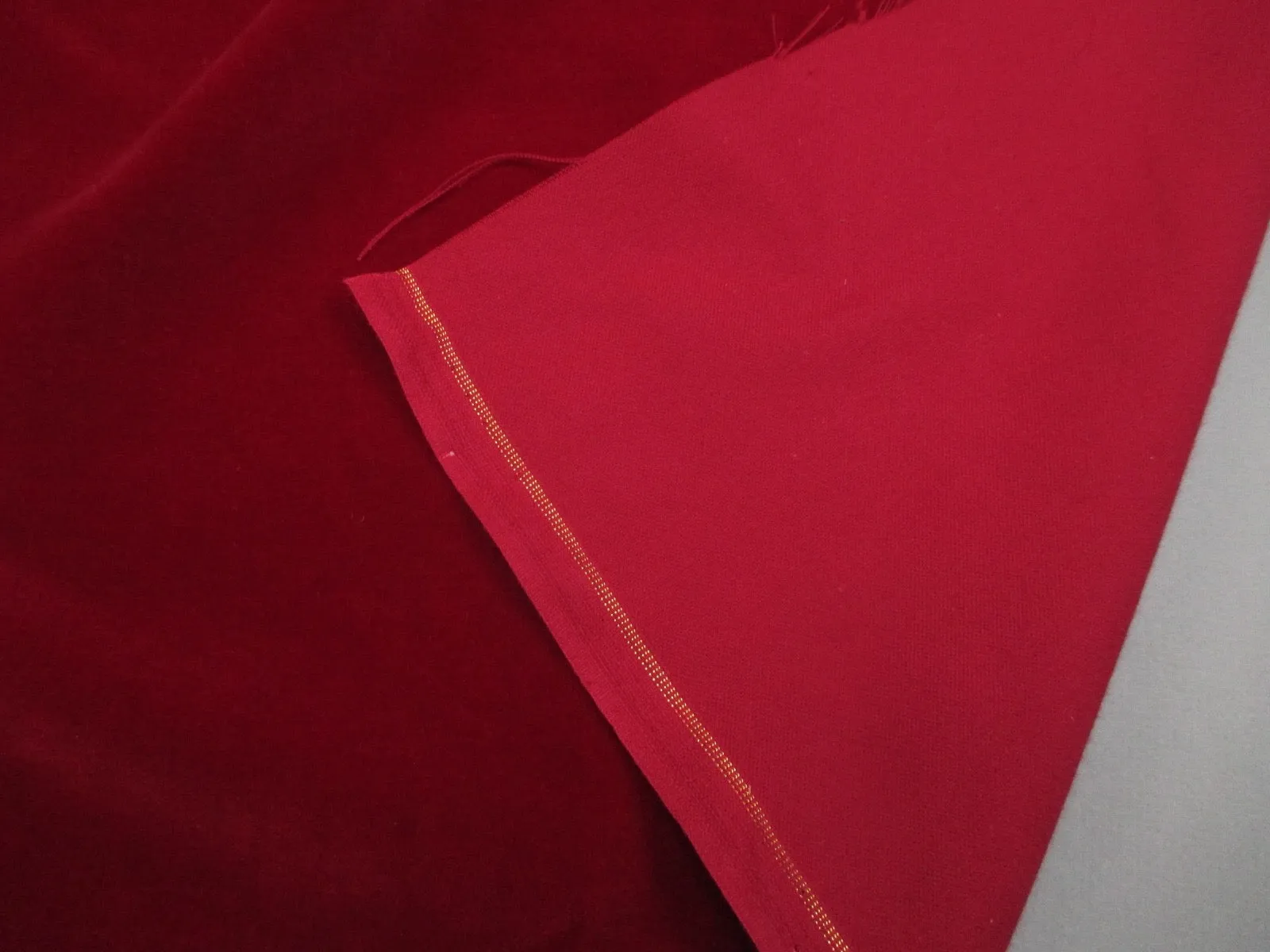 Vintage red velvet fabric Germany cotton 34 in W Red