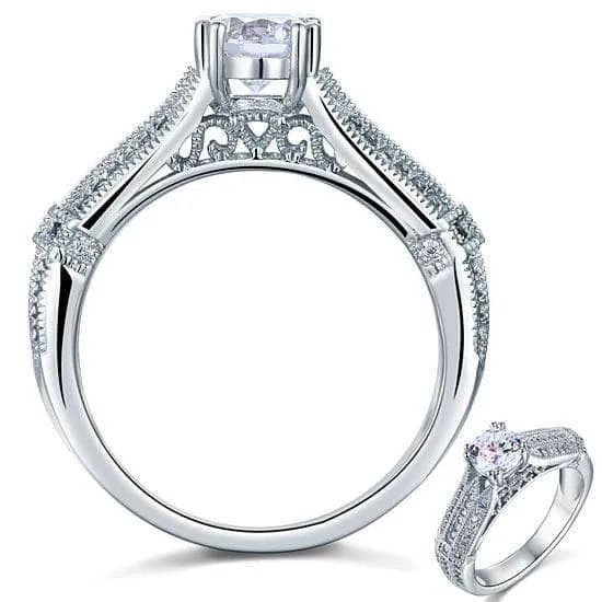 Vintage Style 1.0 Ct Diamond Bridal Engagement Ring