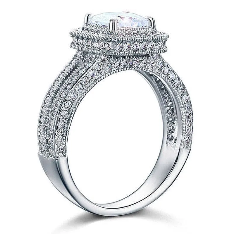 Vintage Style 1.5 Carat Created Diamond Bridal Wedding Engagement Ring