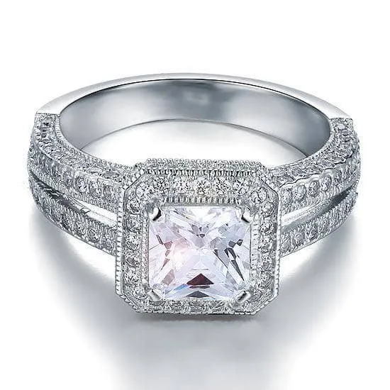 Vintage Style 1.5 Carat Created Diamond Bridal Wedding Engagement Ring