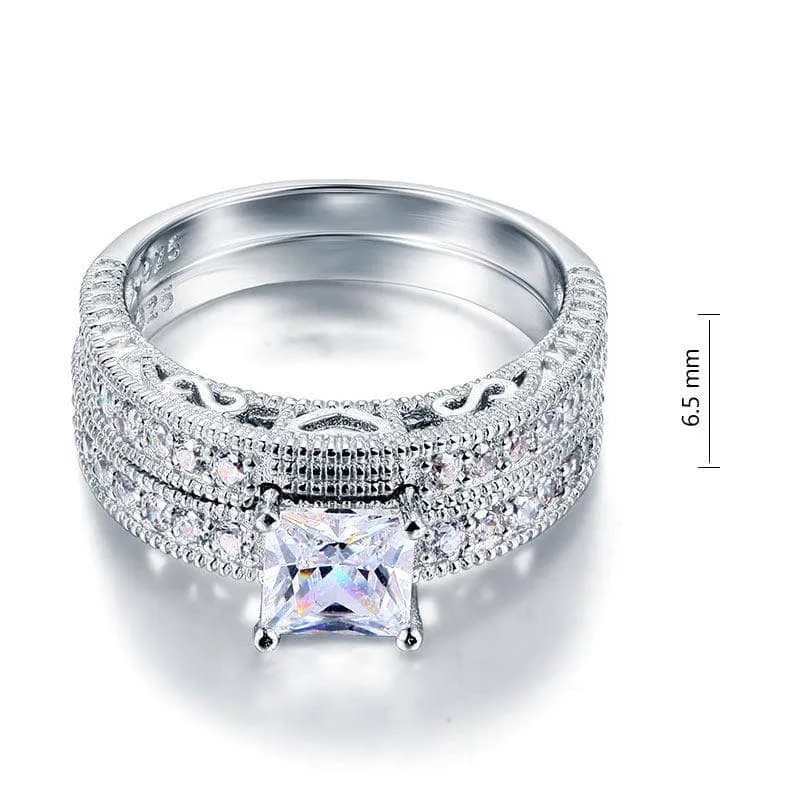 Vintage Style Victorian Art Deco 1.0 Ct Diamond 2-Pc Engagement Ring Set