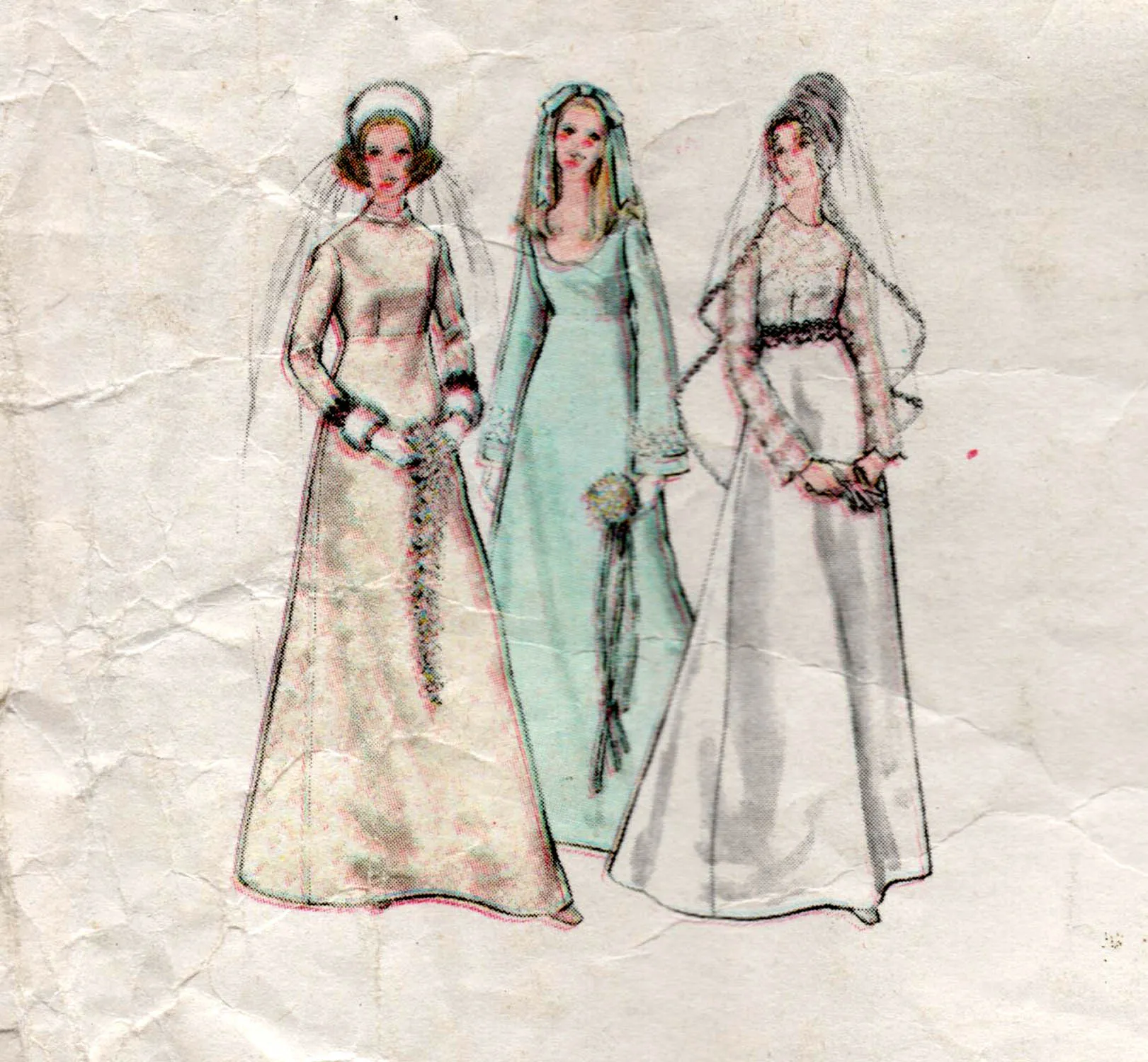 Vogue Special Bridal Design 2253 Womens High Waisted Bell Sleeved Bridal Gown 1970s Vintage Sewing Pattern Size 14 Bust 36 inches