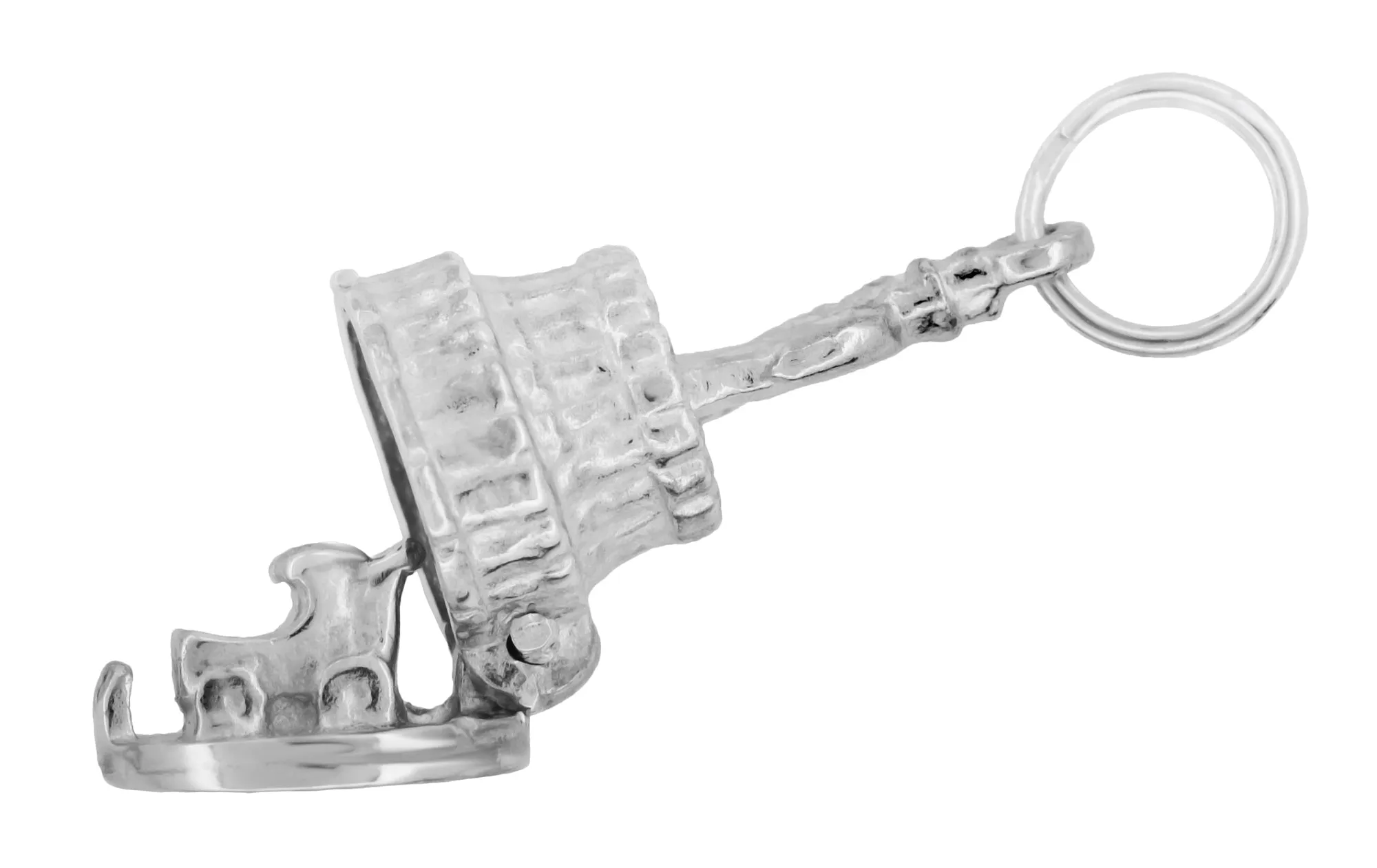 Wedding Cake Movable Charm in 14 Karat Gold With Couple on Top and Baby Carriage