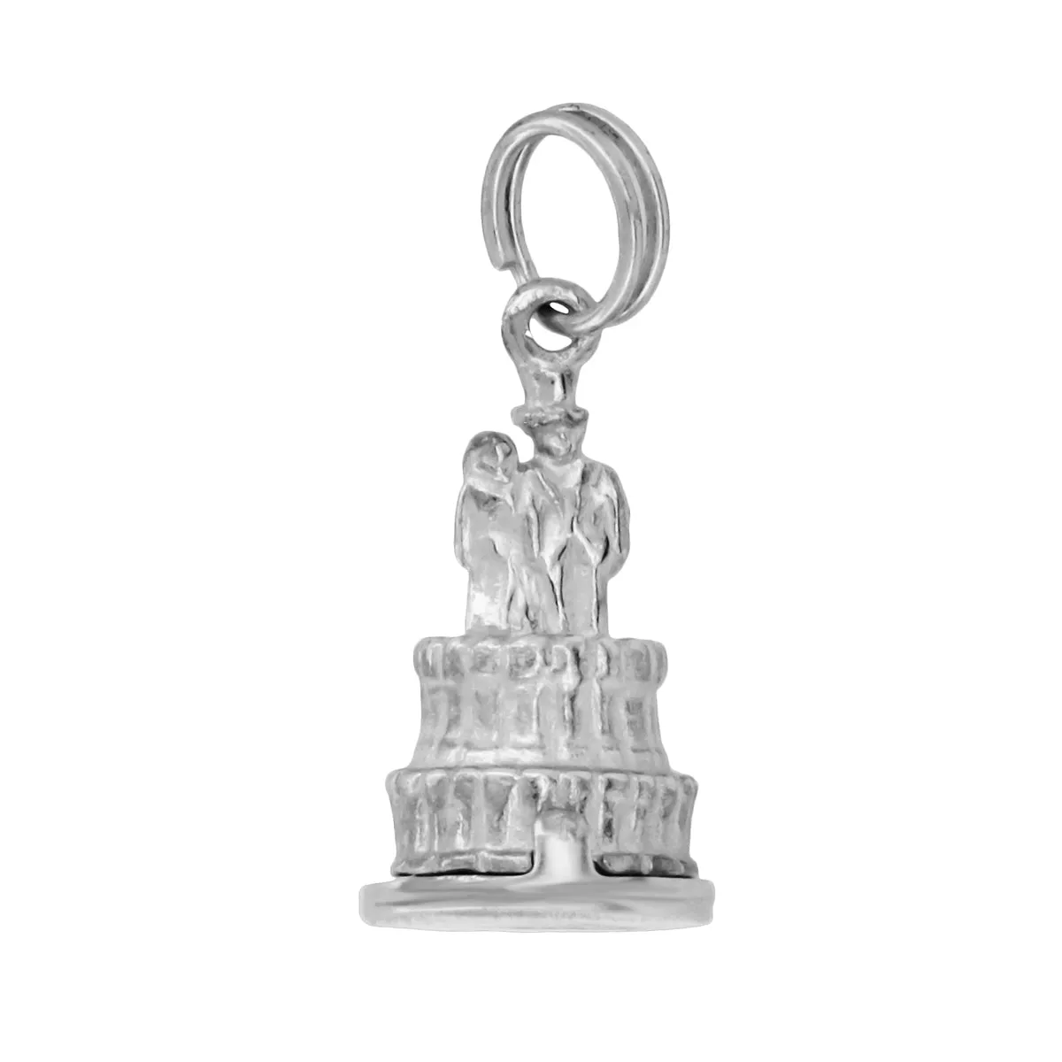 Wedding Cake Movable Charm in 14 Karat Gold With Couple on Top and Baby Carriage