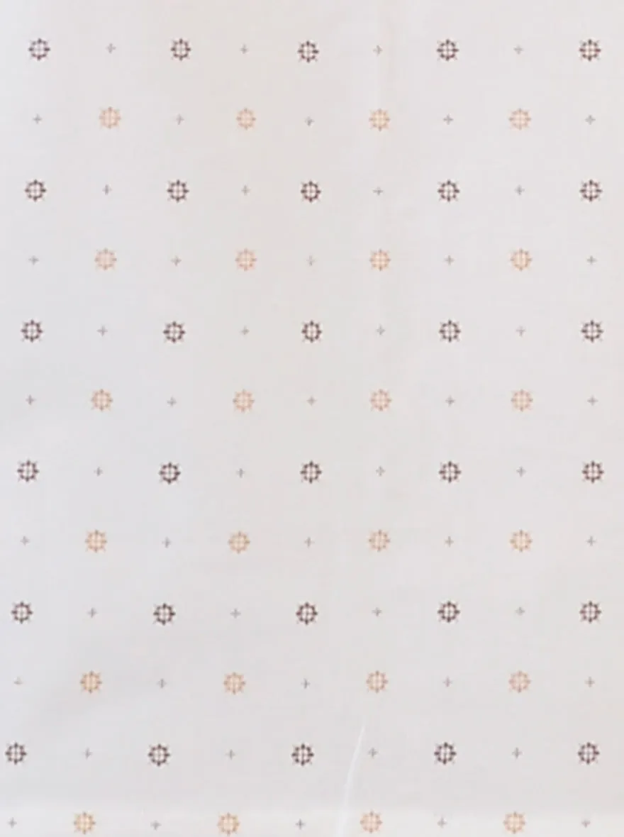 White & Mustard Printed Regular Fit Formal Shirt | Greenfibre