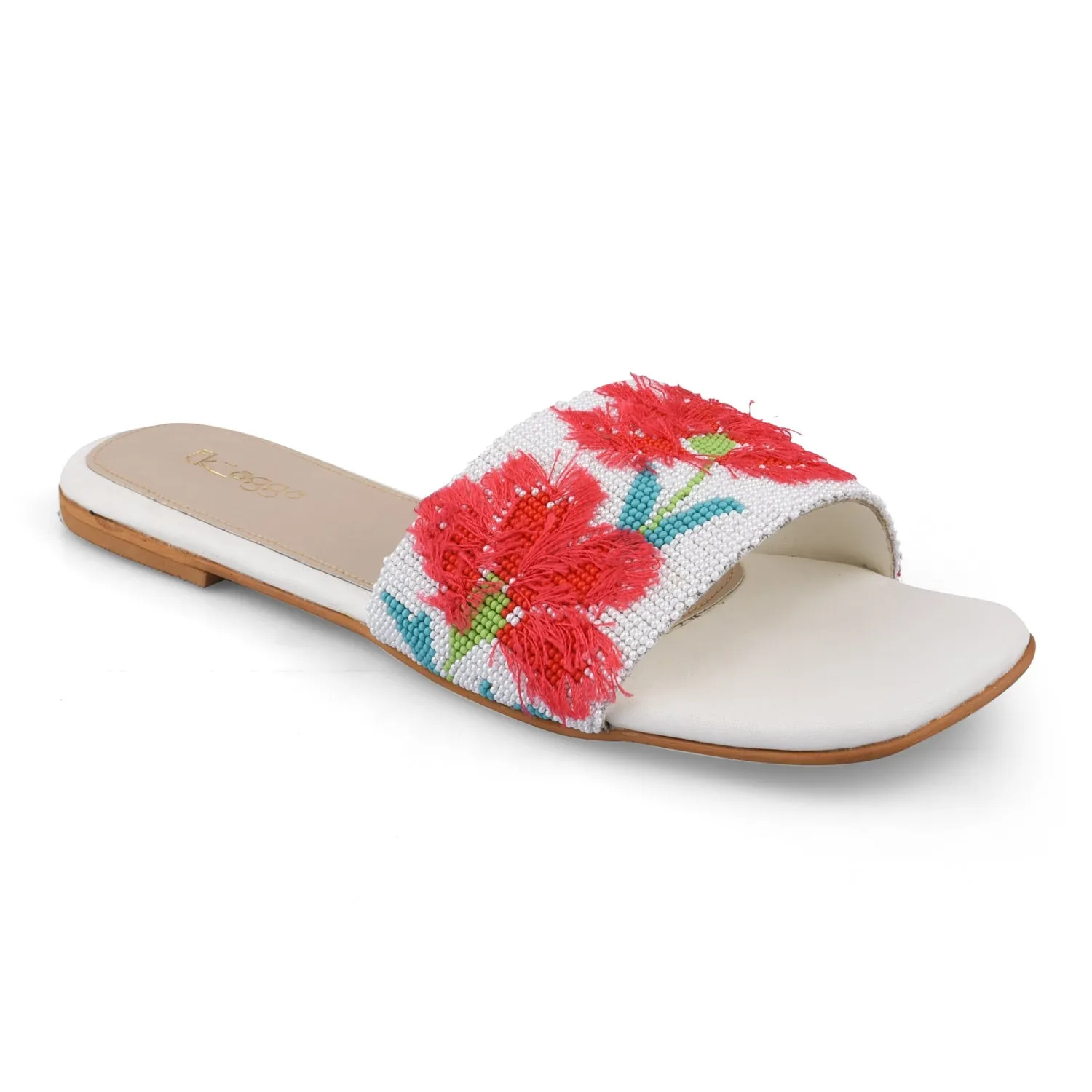 White Beaded Flats