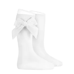 White Velvet Bow Socks