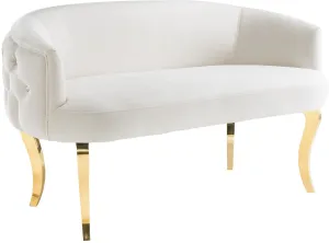 White Velvet Love seat with Gold Legs