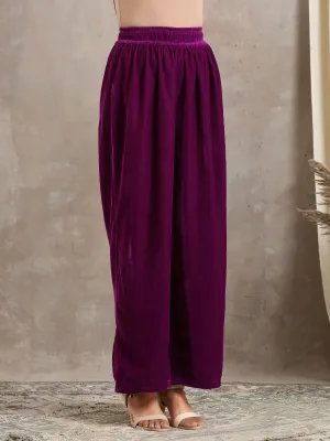 Wine Velvet High Waist Pant