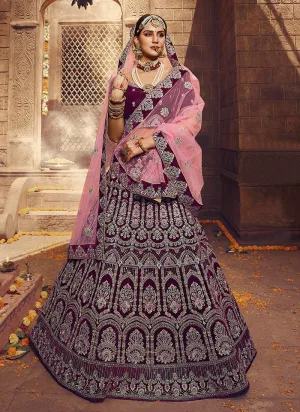 Wine Wedding Lehenga Choli