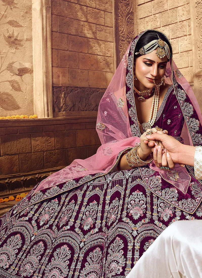 Wine Wedding Lehenga Choli