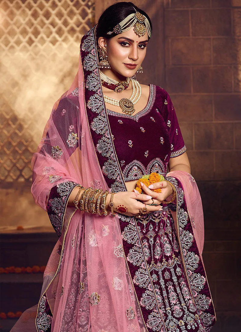 Wine Wedding Lehenga Choli