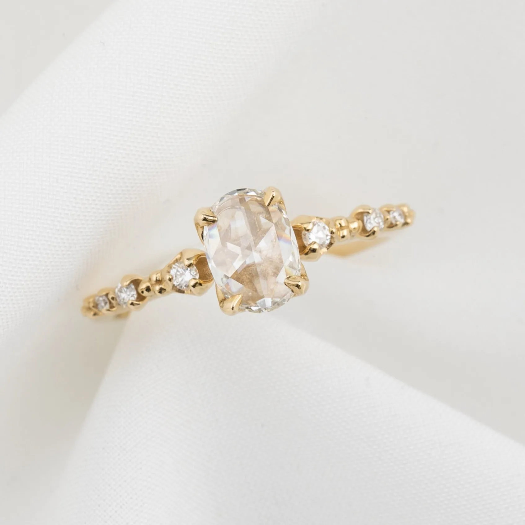 Wisteria Ring, Oval Rose Cut Diamond