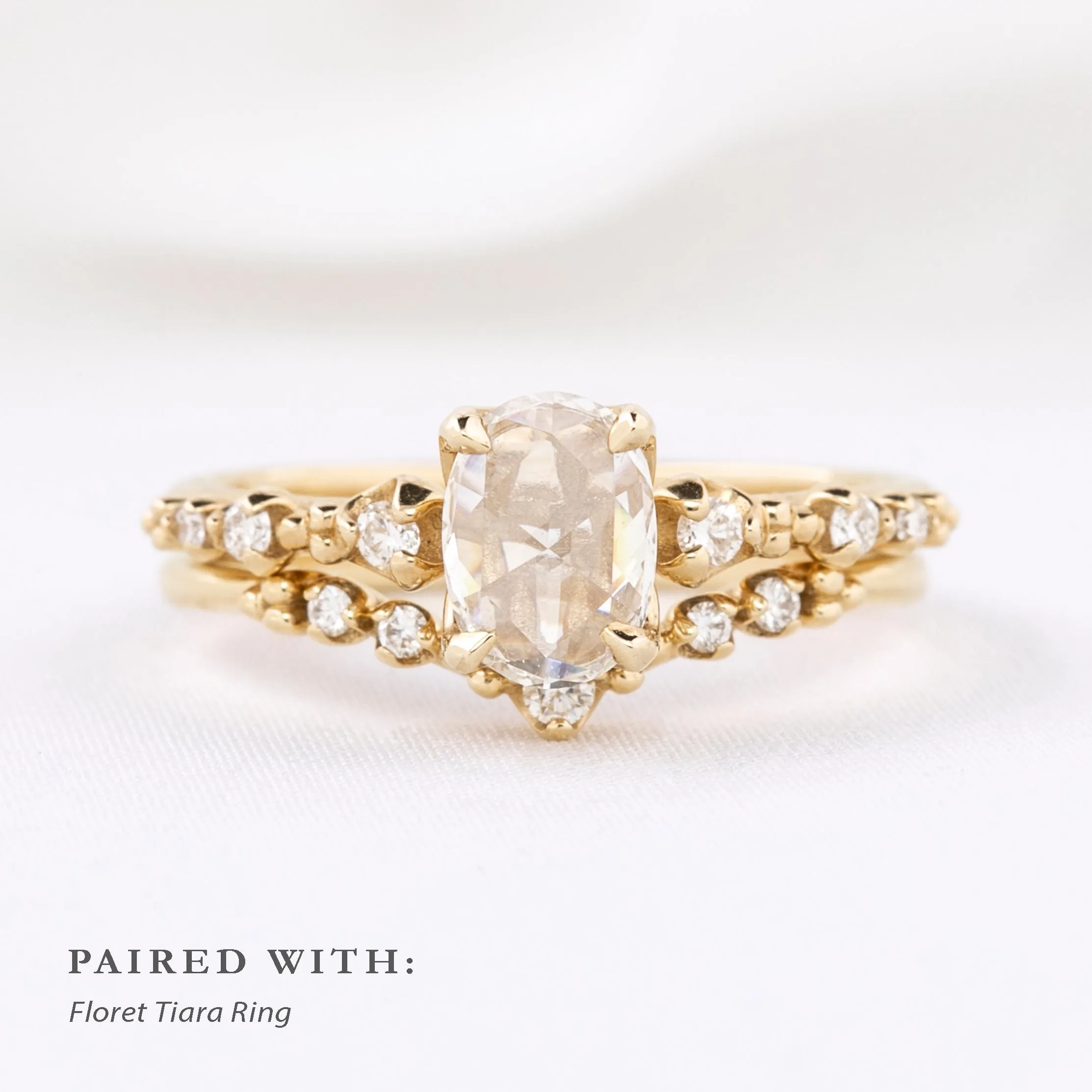 Wisteria Ring, Oval Rose Cut Diamond