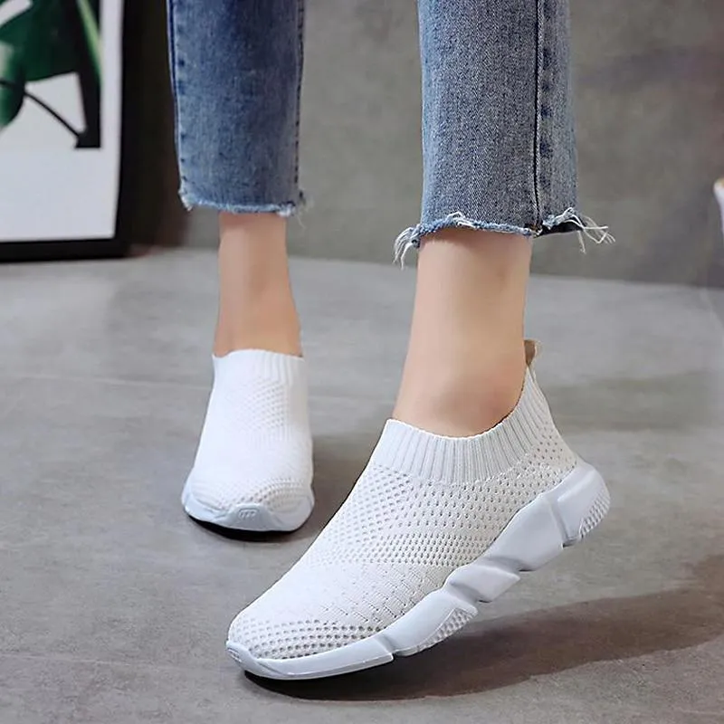 Women Casual Knitting Sock Sneakers Stretch Flat Platform Fashion Ladies Slip On Shoes