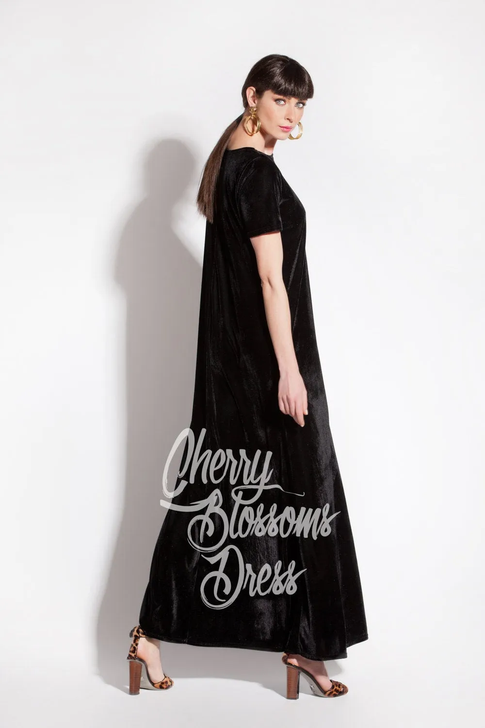 Women Velvet Dress, Long Black Dress, Elegant Dress, Loose Maxi Dress, Plus Size Clothing, Formal Dress, Velvet Clothing, Cocktail