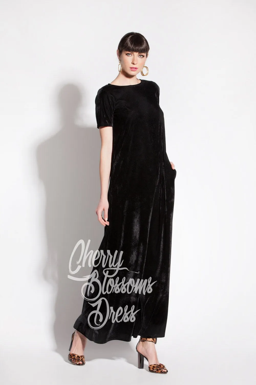 Women Velvet Dress, Long Black Dress, Elegant Dress, Loose Maxi Dress, Plus Size Clothing, Formal Dress, Velvet Clothing, Cocktail