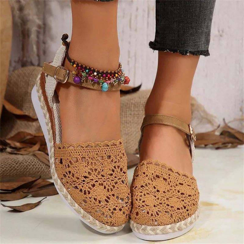 Women's Closed Toe Crochet Wedge Sandals
