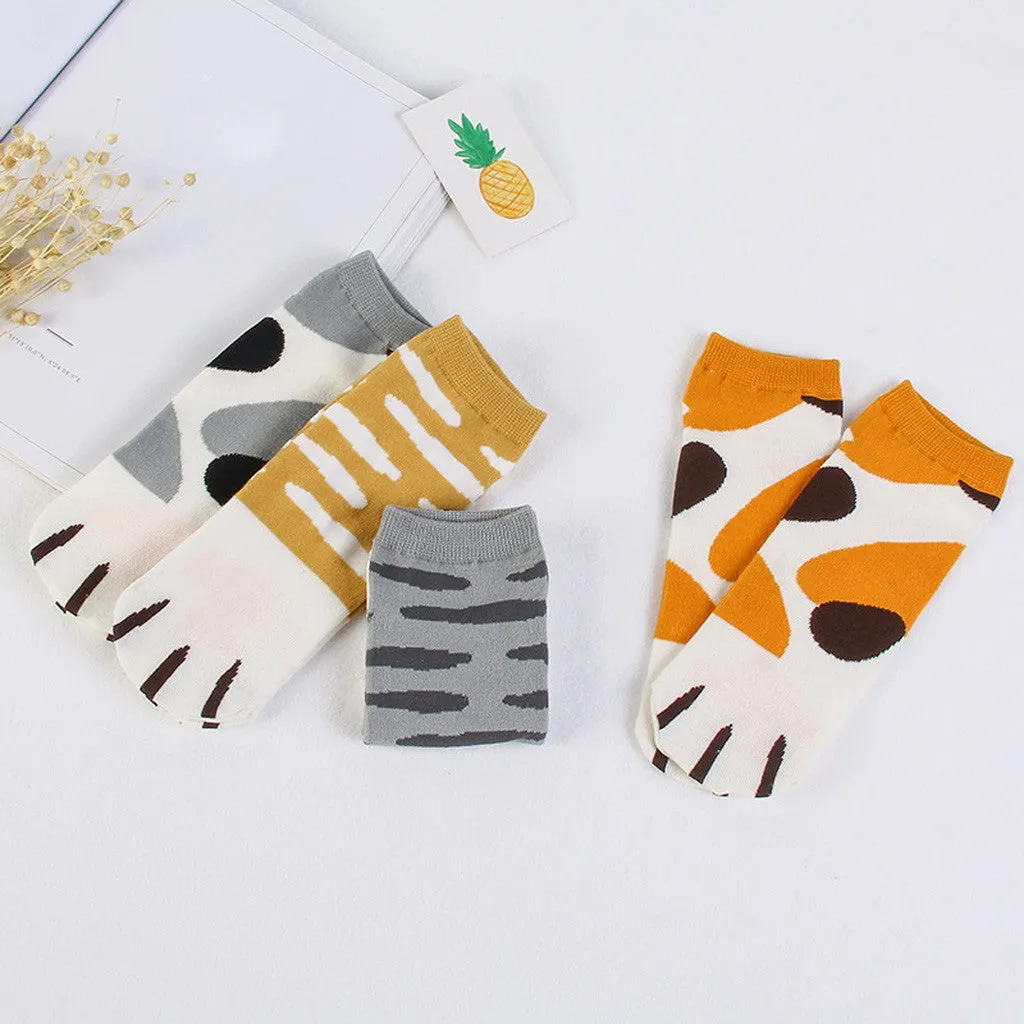 Women's Cute Kitty Cat Paws Prints funny socks On Toes