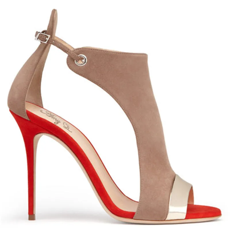 Women's Sexy High Heel Suede Red Bottom Sandals