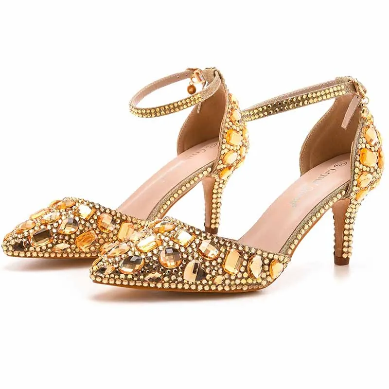 Women's Stiletto High Heel Crystal Pumps Bridal Wedding Evening Party Heels