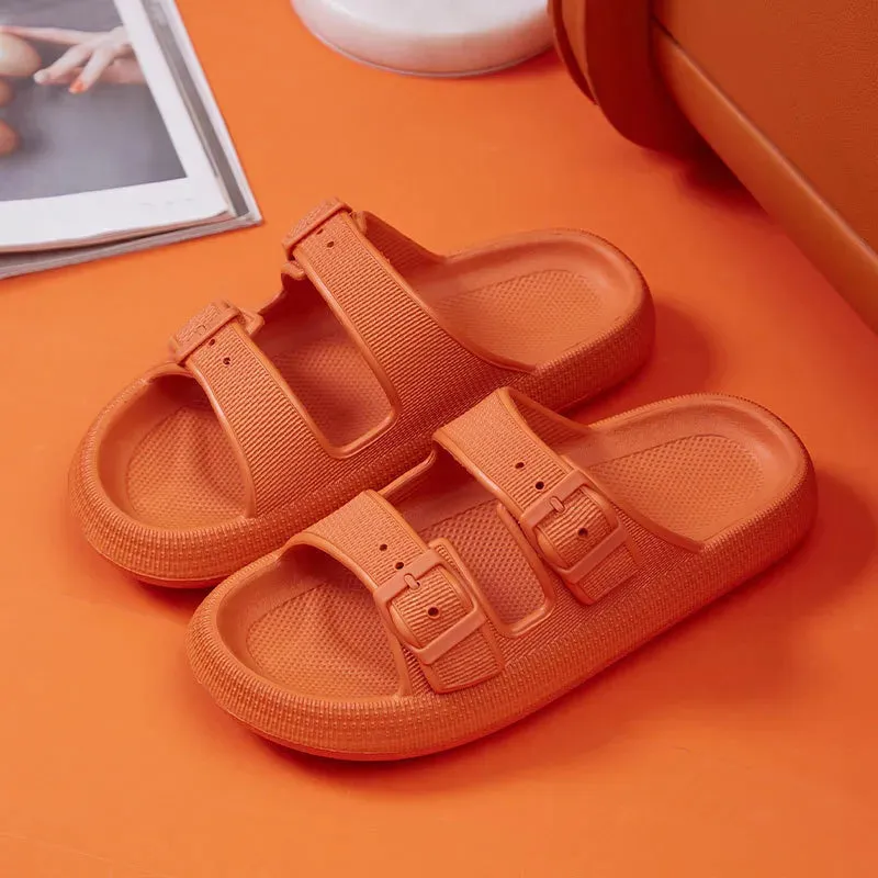 Women's Thick Platform Cloud Sandals Trendy w/ Buckle Soft Sole Pillow Slides Sandals  Non-Slip Flip Flops