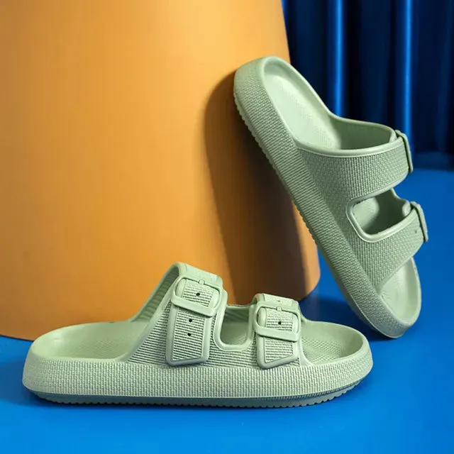 Women's Thick Platform Cloud Sandals Trendy w/ Buckle Soft Sole Pillow Slides Sandals  Non-Slip Flip Flops