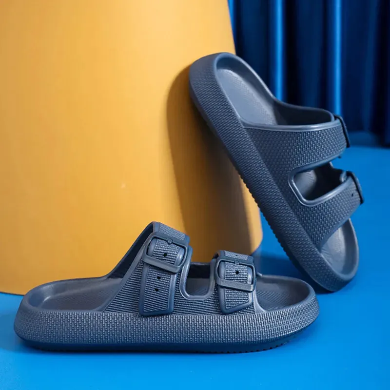 Women's Thick Platform Cloud Sandals Trendy w/ Buckle Soft Sole Pillow Slides Sandals  Non-Slip Flip Flops