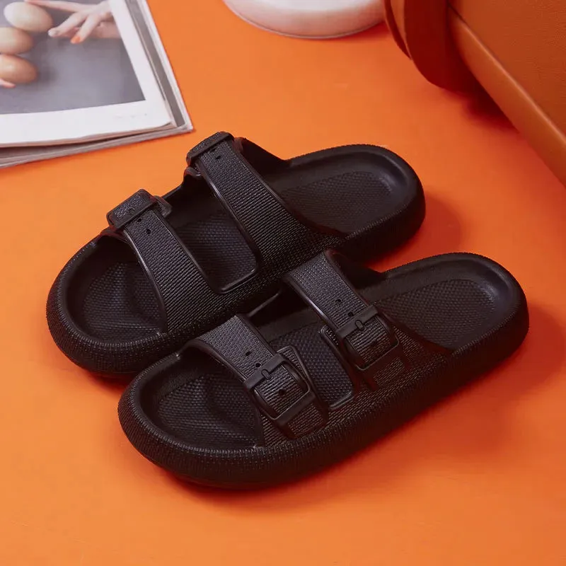 Women's Thick Platform Cloud Sandals Trendy w/ Buckle Soft Sole Pillow Slides Sandals  Non-Slip Flip Flops
