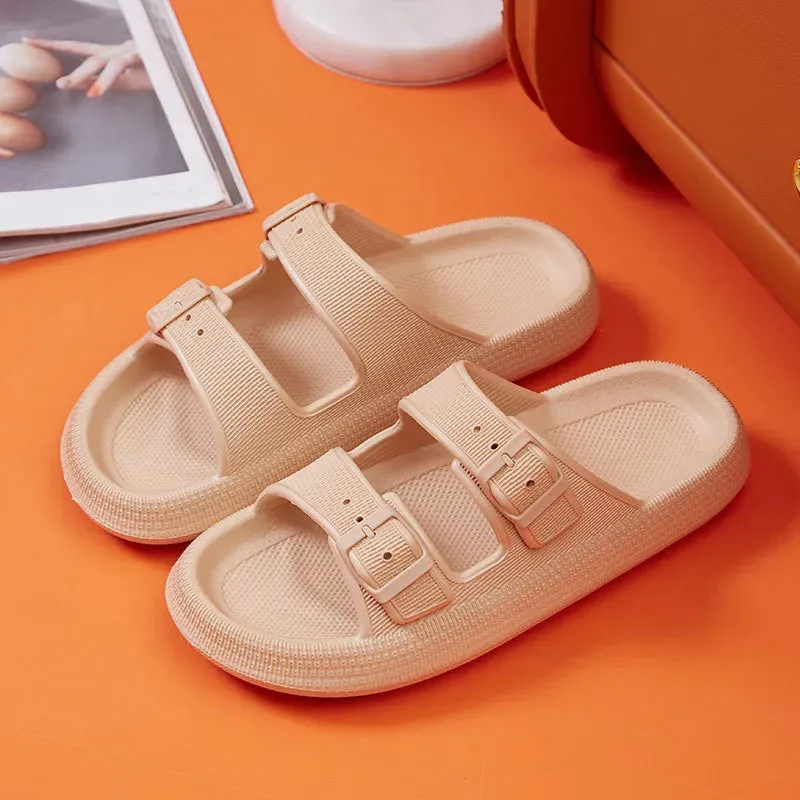 Women's Thick Platform Cloud Sandals Trendy w/ Buckle Soft Sole Pillow Slides Sandals  Non-Slip Flip Flops