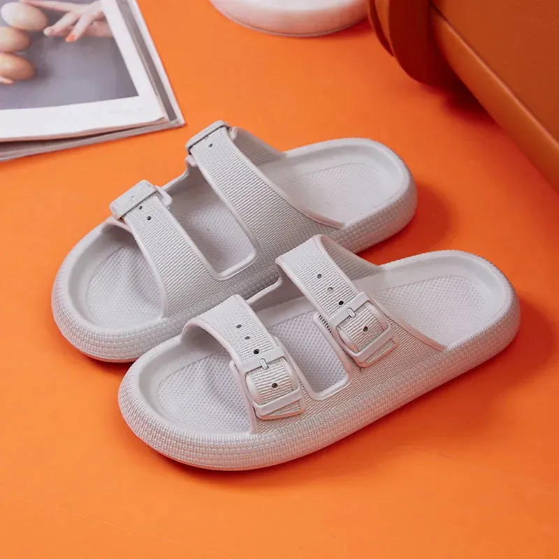 Women's Thick Platform Cloud Sandals Trendy w/ Buckle Soft Sole Pillow Slides Sandals  Non-Slip Flip Flops
