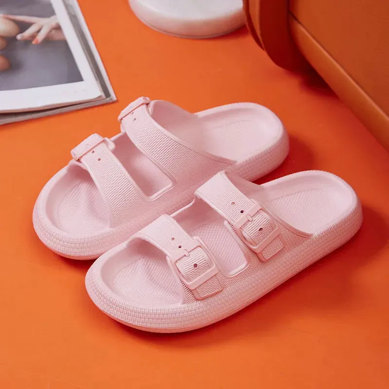 Women's Thick Platform Cloud Sandals Trendy w/ Buckle Soft Sole Pillow Slides Sandals  Non-Slip Flip Flops