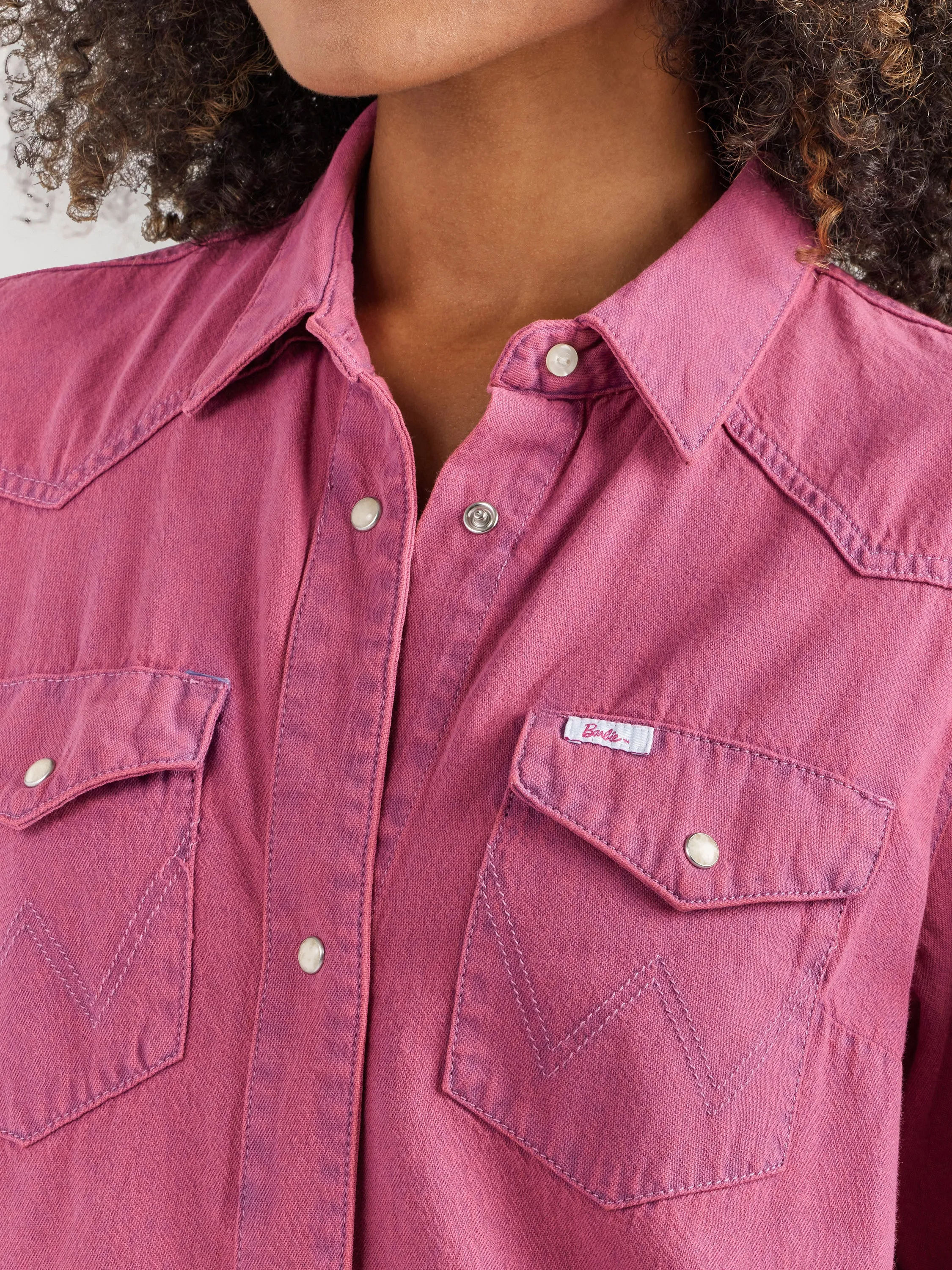 Wrangler Women's Barbie Dreamy Pink Western Shirt Dress