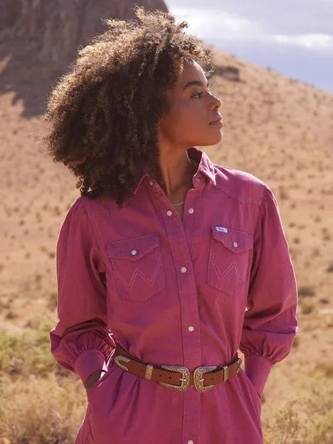 Wrangler Women's Barbie Dreamy Pink Western Shirt Dress