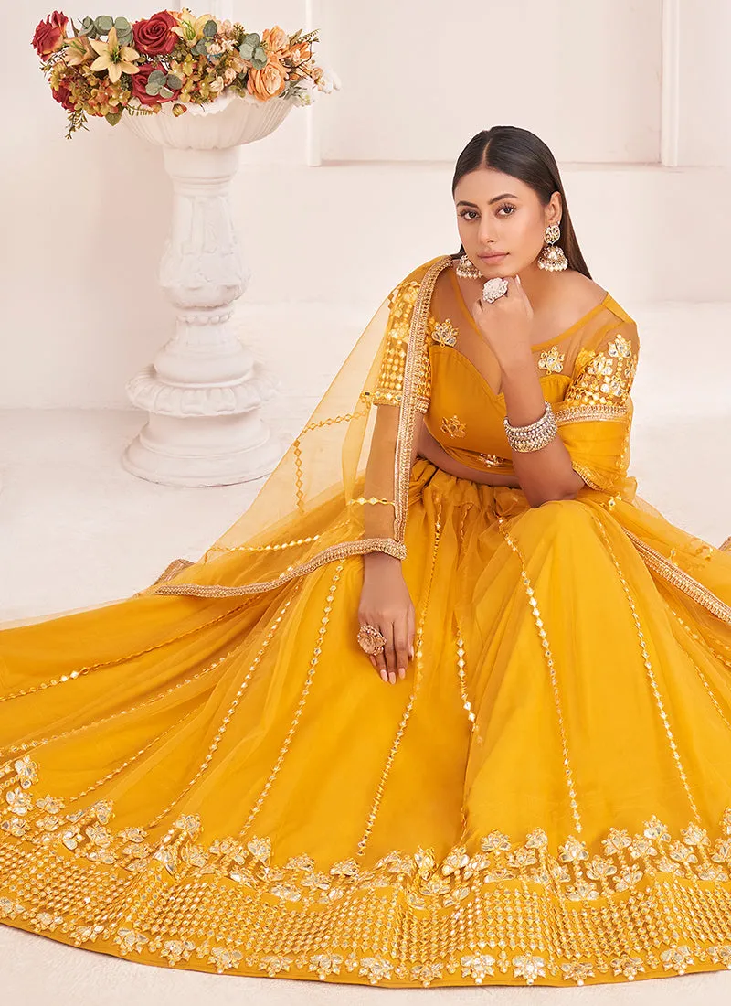 Yellow Embroidered Traditional Wedding Lehenga Choli