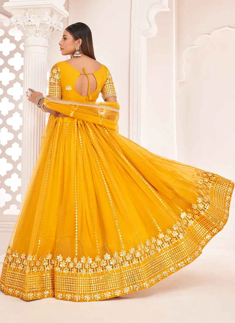 Yellow Embroidered Traditional Wedding Lehenga Choli