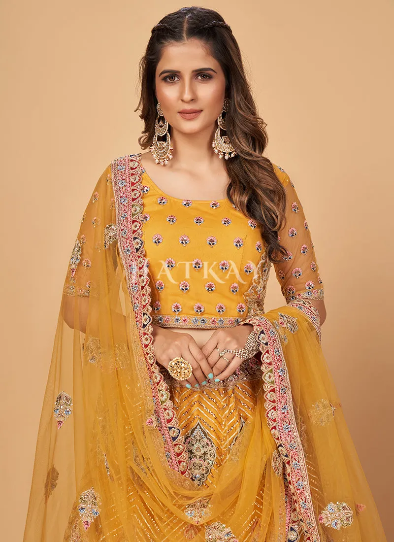 Yellow Multi Embroidered Wedding Lehenga Choli