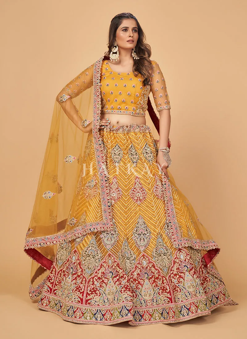 Yellow Multi Embroidered Wedding Lehenga Choli