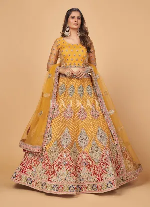 Yellow Multi Embroidered Wedding Lehenga Choli