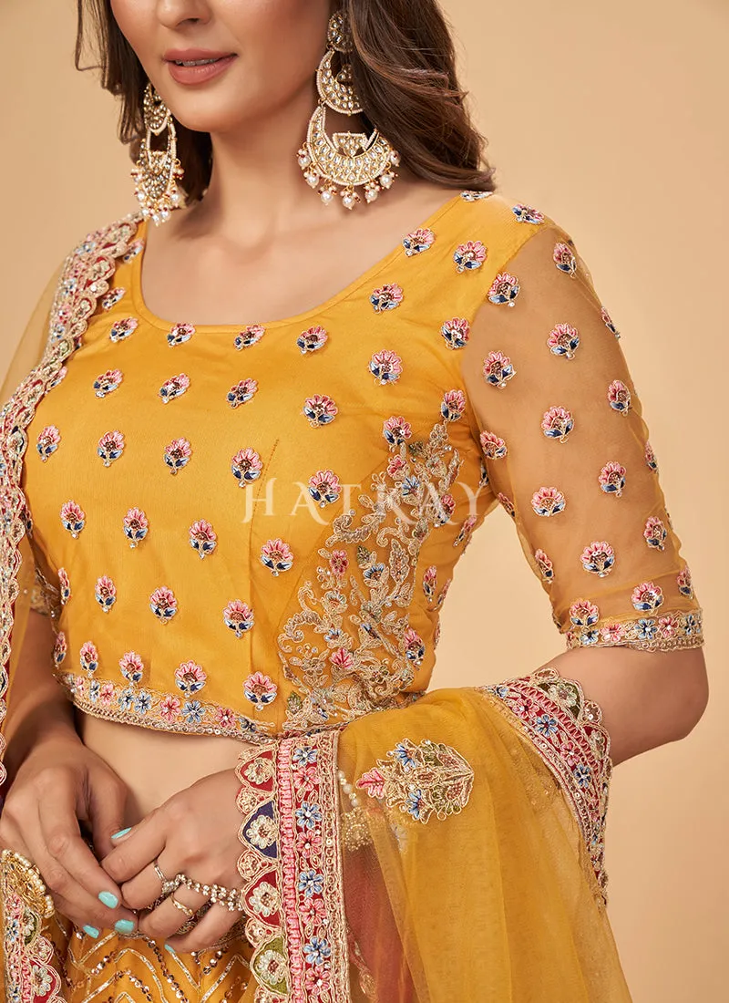 Yellow Multi Embroidered Wedding Lehenga Choli