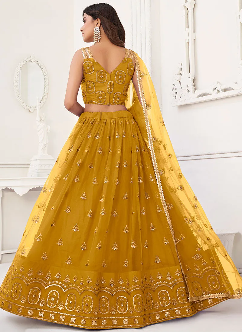 Yellow Traditional Embroidered Wedding Lehenga Choli