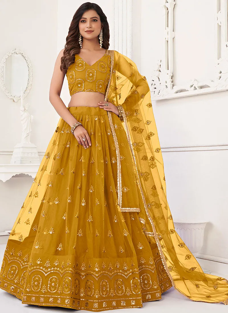 Yellow Traditional Embroidered Wedding Lehenga Choli