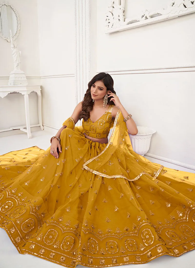 Yellow Traditional Embroidered Wedding Lehenga Choli